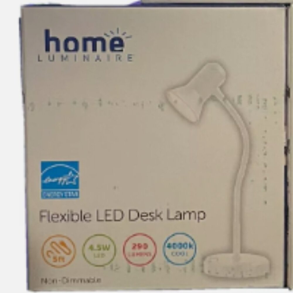 1 White Desk Lamp LED plug in Light Cord is 5 Feet - Bundle to Save